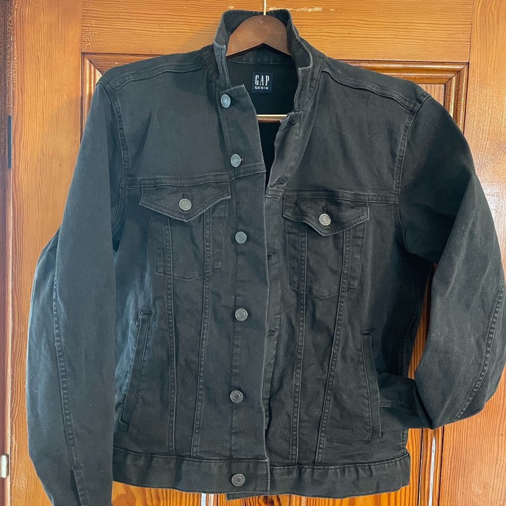 Gap Black Night Men’s Stretch Denim Trucker Jacket Size L